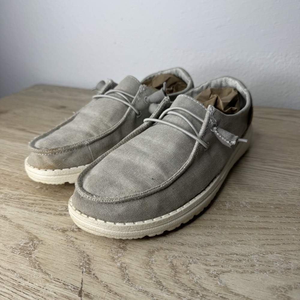 Hey Dude Wendy Chambray Light Gray Slip On Boat Shoes Womens Size 7